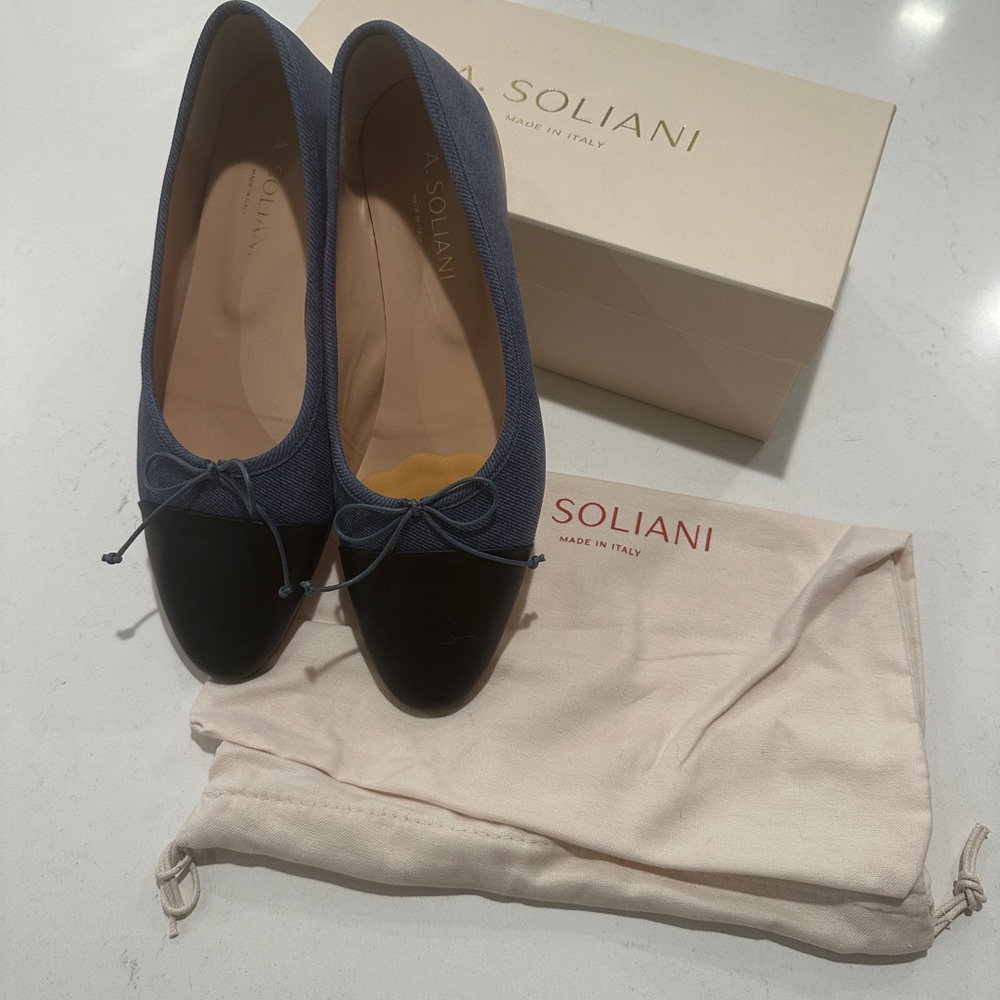 A. Soliani Dark Denim/Black flats